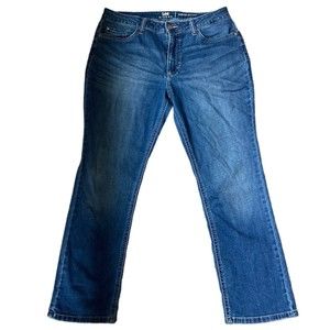 Lee Riders petites women 16P stretch bootcut mid rise medium wash blue jeans